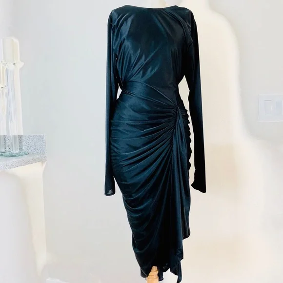 NIGHT MOVES rushed black vintage cocktail elegant Dress S - Picture 5 of 10